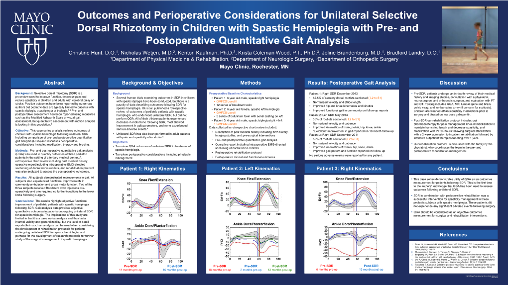 Outcomes Following Unilateral Selective Dorsal Rhizotomy In