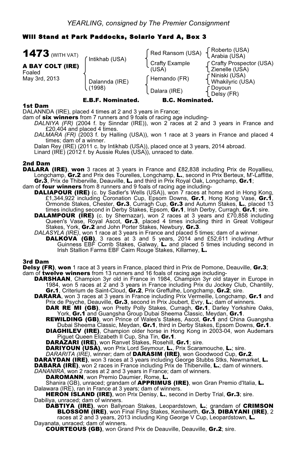 Tattersalls October Yearling Sale Book 1