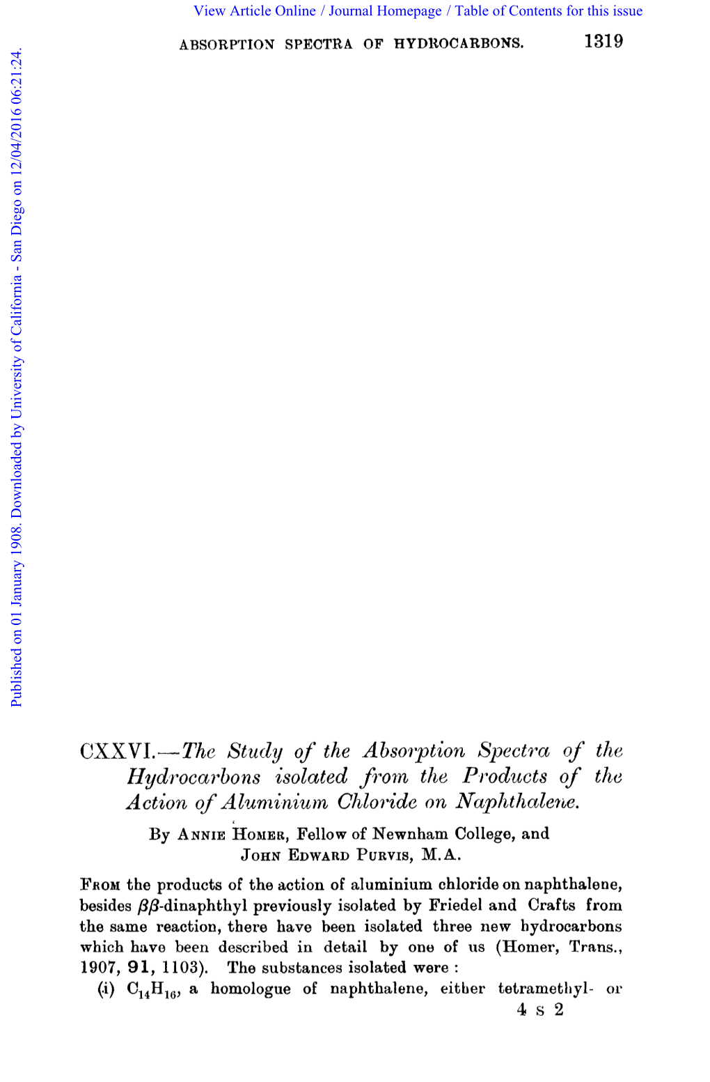 The Study of the Absoiption Spectra of the Hydrocarbons Isolated from the Products of the Action of Alunzinium Chloride on Nup12tkccle.R~E