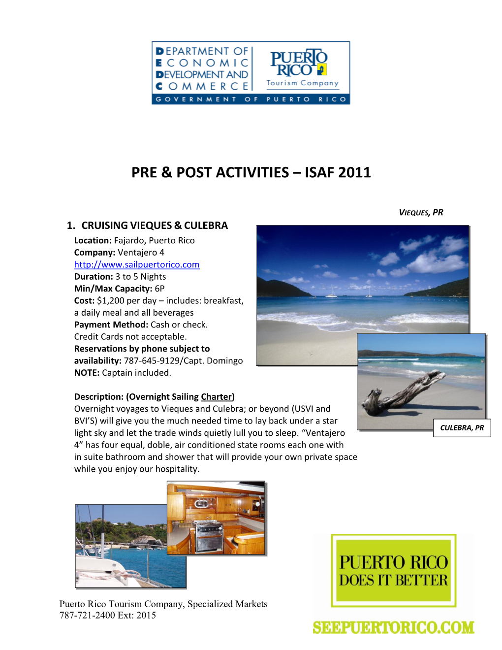 Pre & Post Activities – Isaf 2011