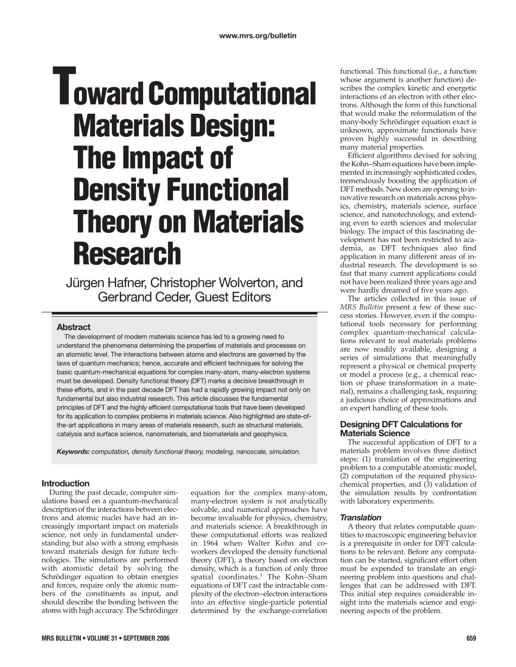 The Impact of Density Functional Theory on Materials Research
