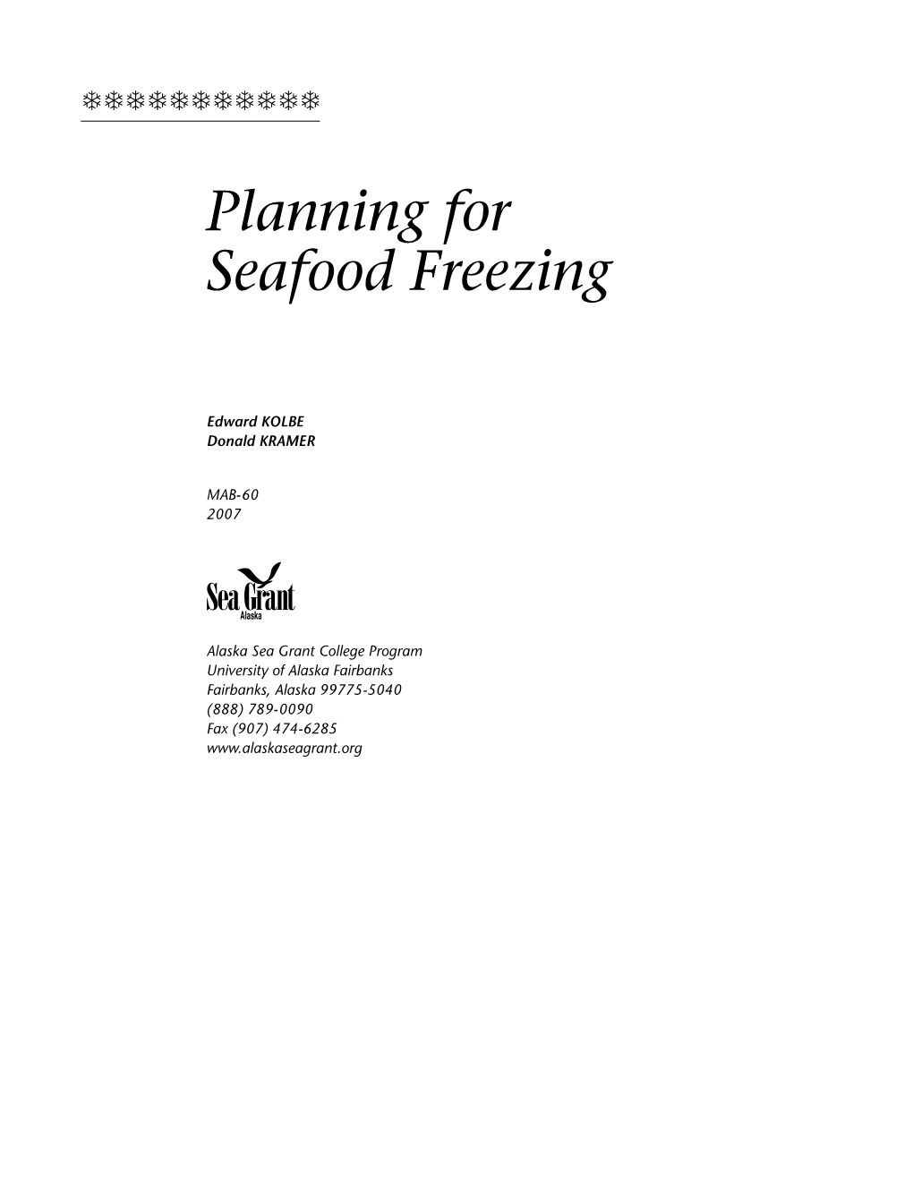 Planning for Seafood Freezing