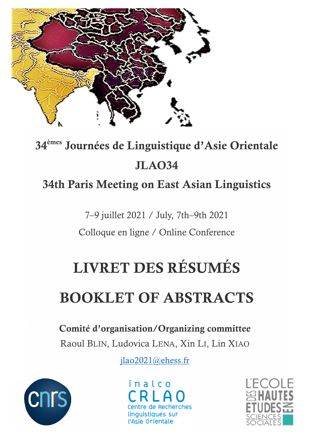 Livret Des Résumés Booklet of Abstracts