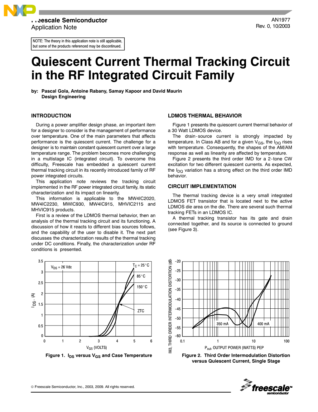 Quiescent Current Control for the RF Integrated Circuit Device Family