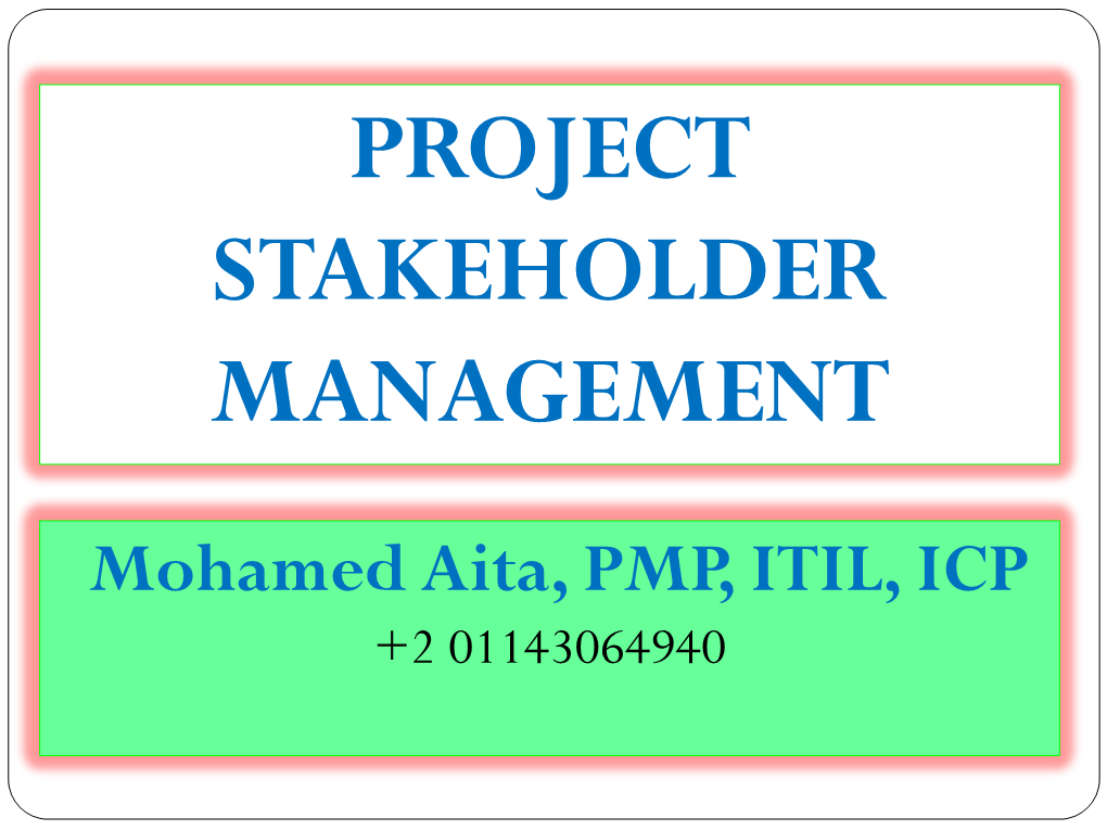 Project Stakeholder Management