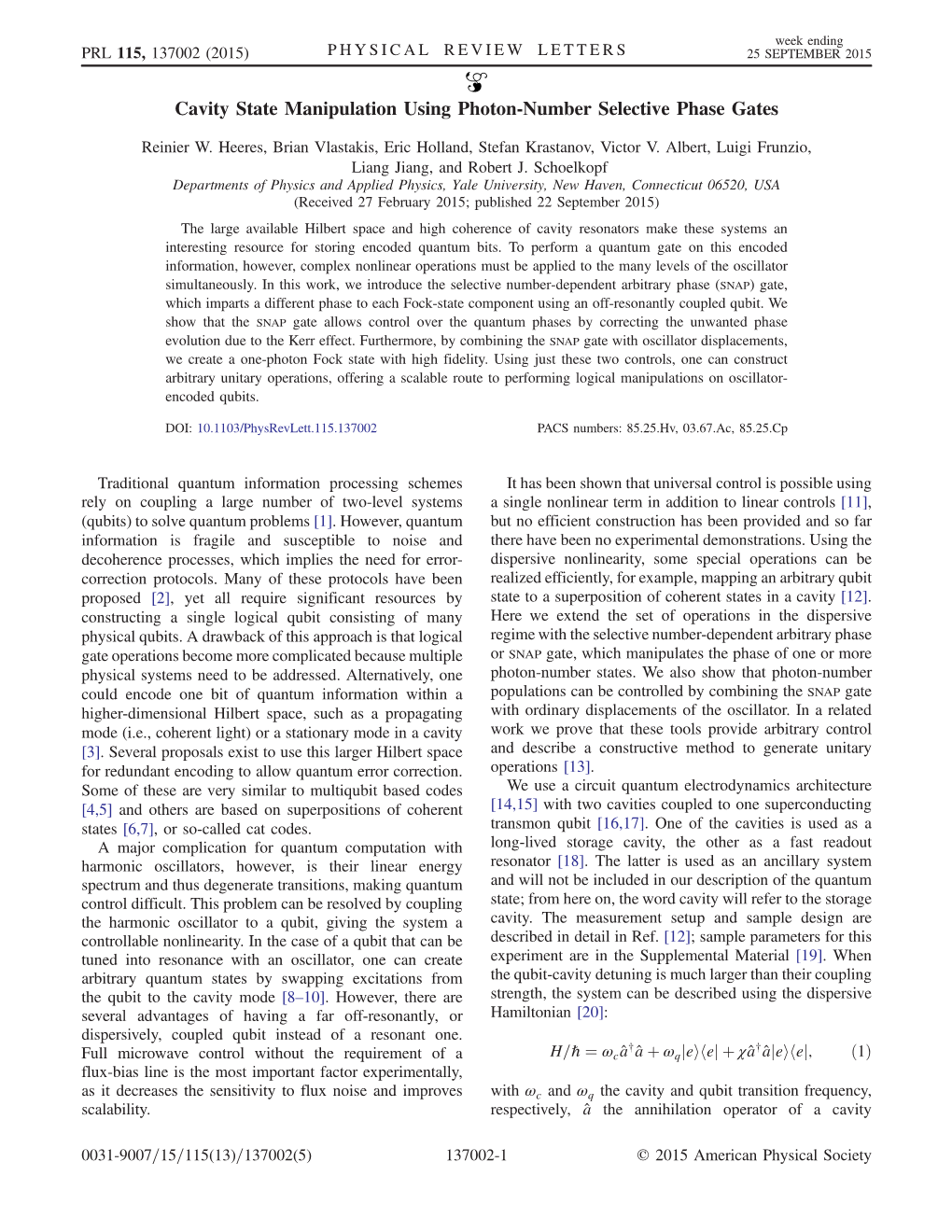 Cavity State Manipulation Using Photon-Number Selective Phase Gates