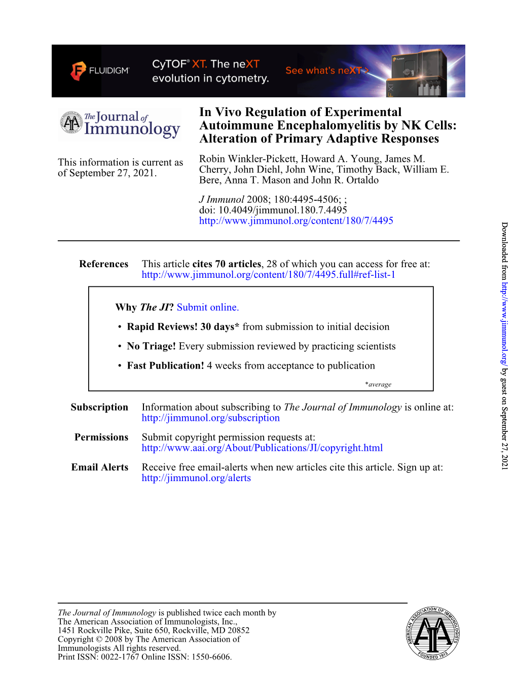 Autoimmune Encephalomyelitis by NK In