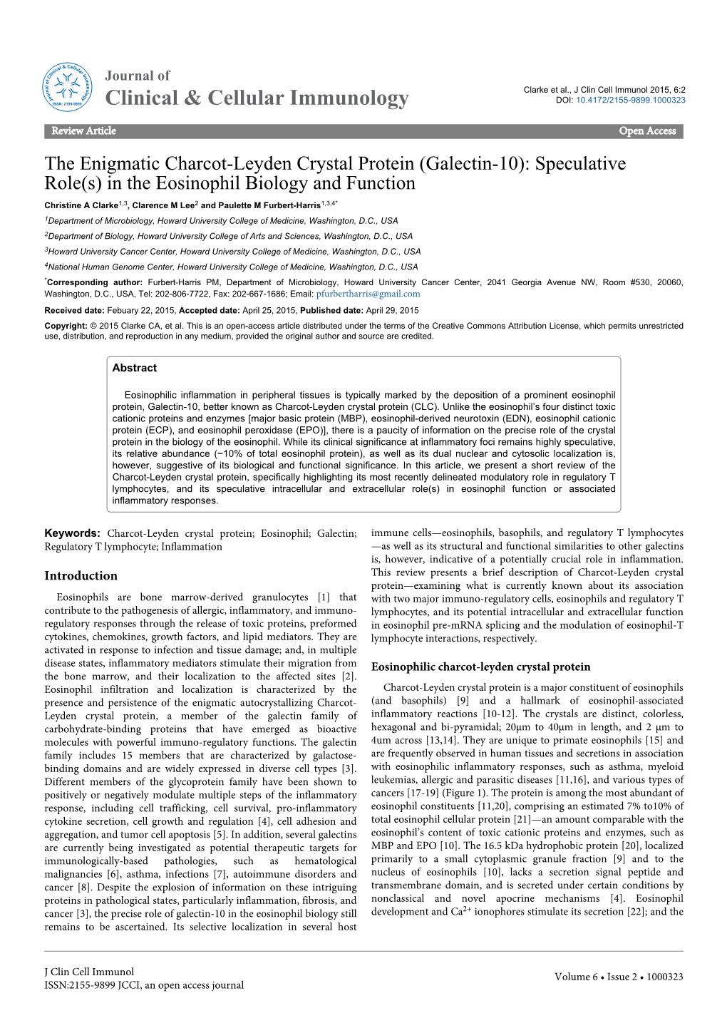 The Enigmatic Charcot-Leyden Crystal Protein