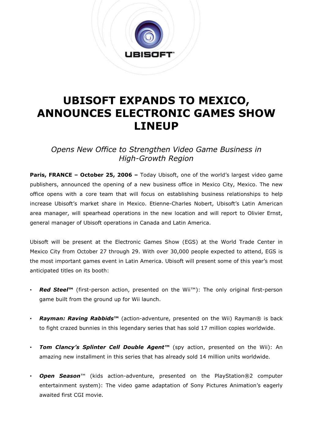 Ubisoft Opens New Office in Mexico