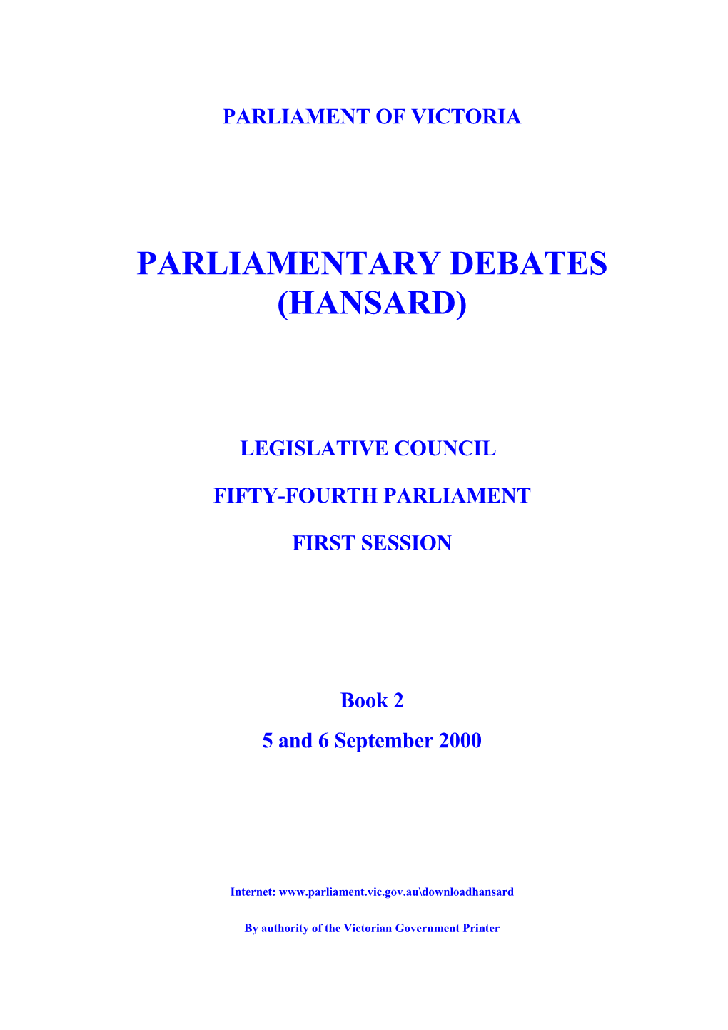 Council Spring Parlynet Weekly Book 2 2000