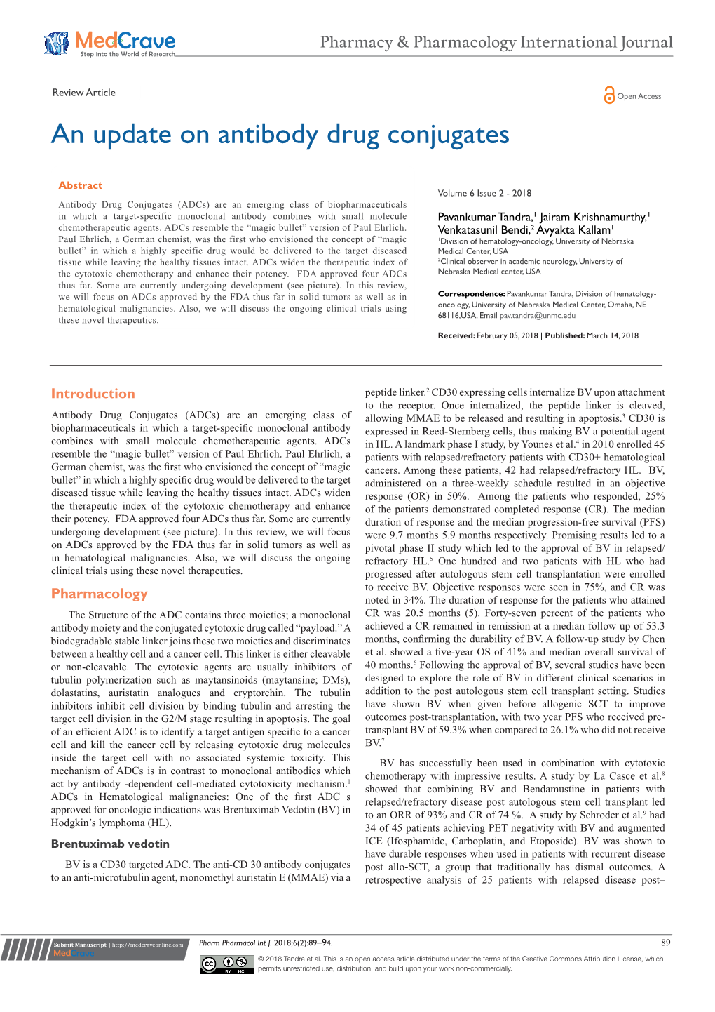 An Update on Antibody Drug Conjugates