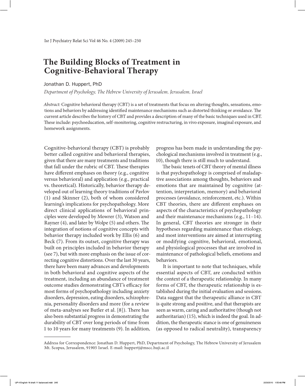 The Building Blocks of Treatment in Cognitive-Behavioral Therapy