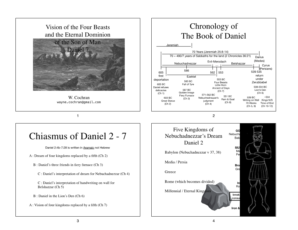 Chiasmus of Daniel 2 - 7 Nebuchadnezzar’S Dream Babylon Daniel 2 Daniel 2:4B-7:28 Is Written in Aramaic Not Hebrew SILVER 1