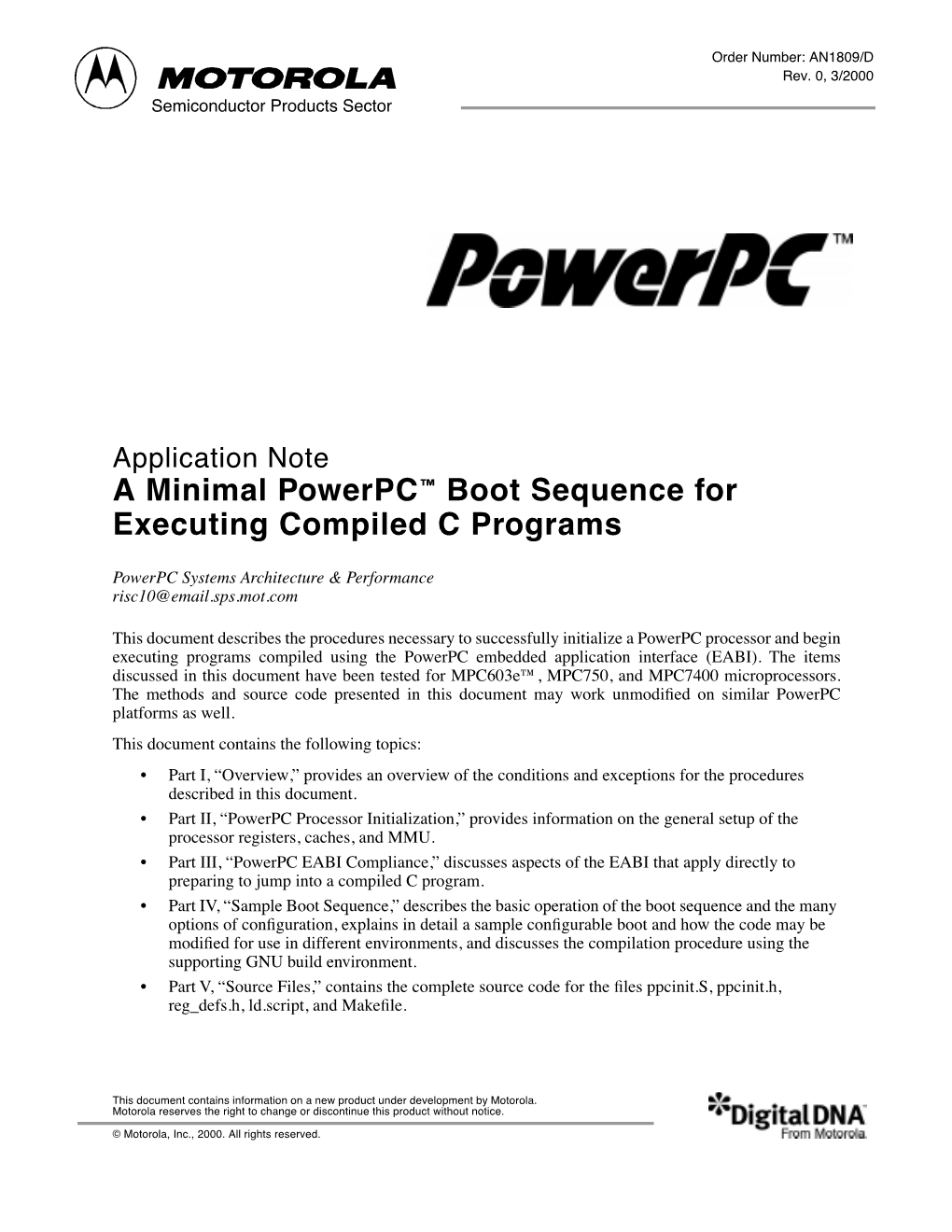 A Minimal Powerpc™ Boot Sequence for Executing Compiled C Programs