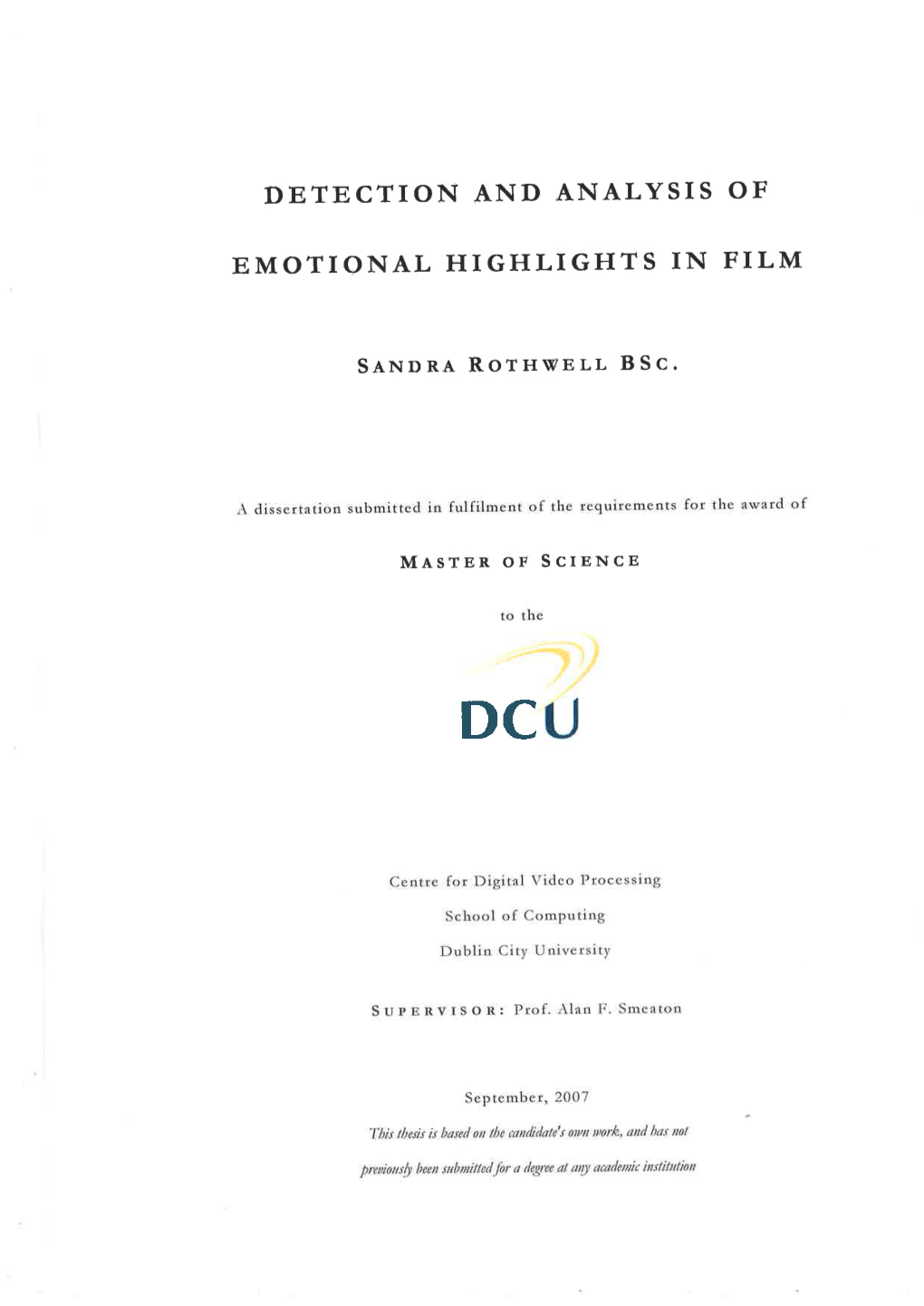 Detection and Analysis of Emotional Highlights in Film