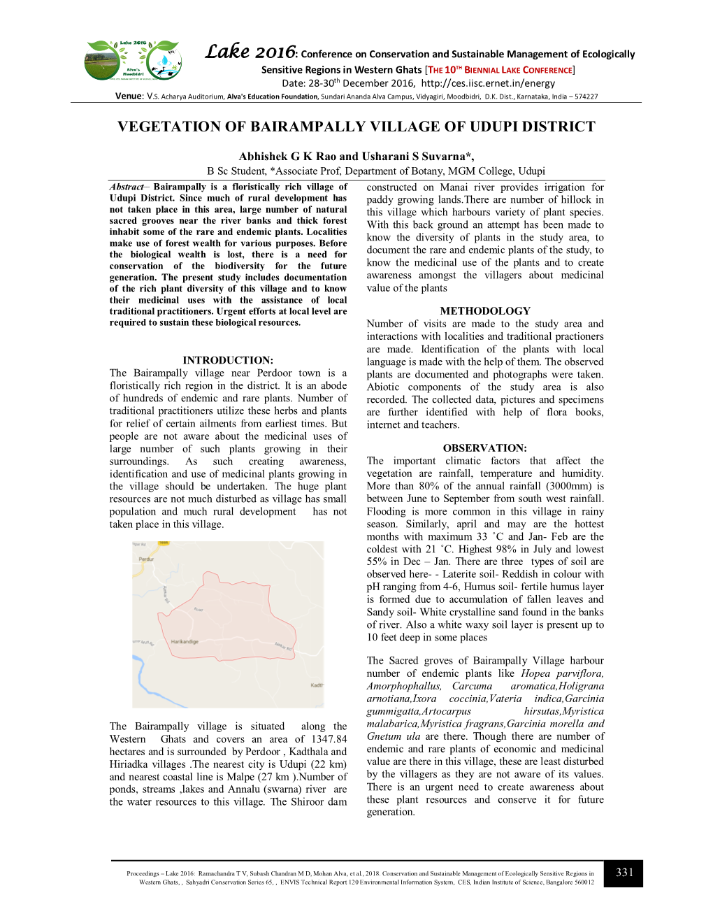 Vegetation of Bairampally Village of Udupi District