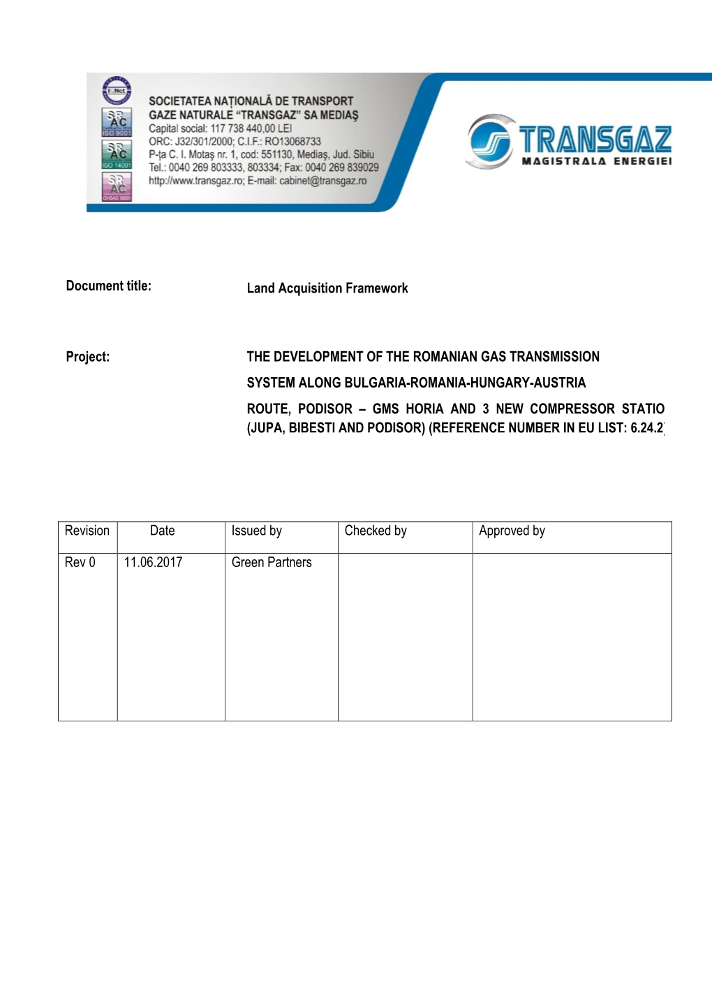 Document Title: Land Acquisition Framework Project