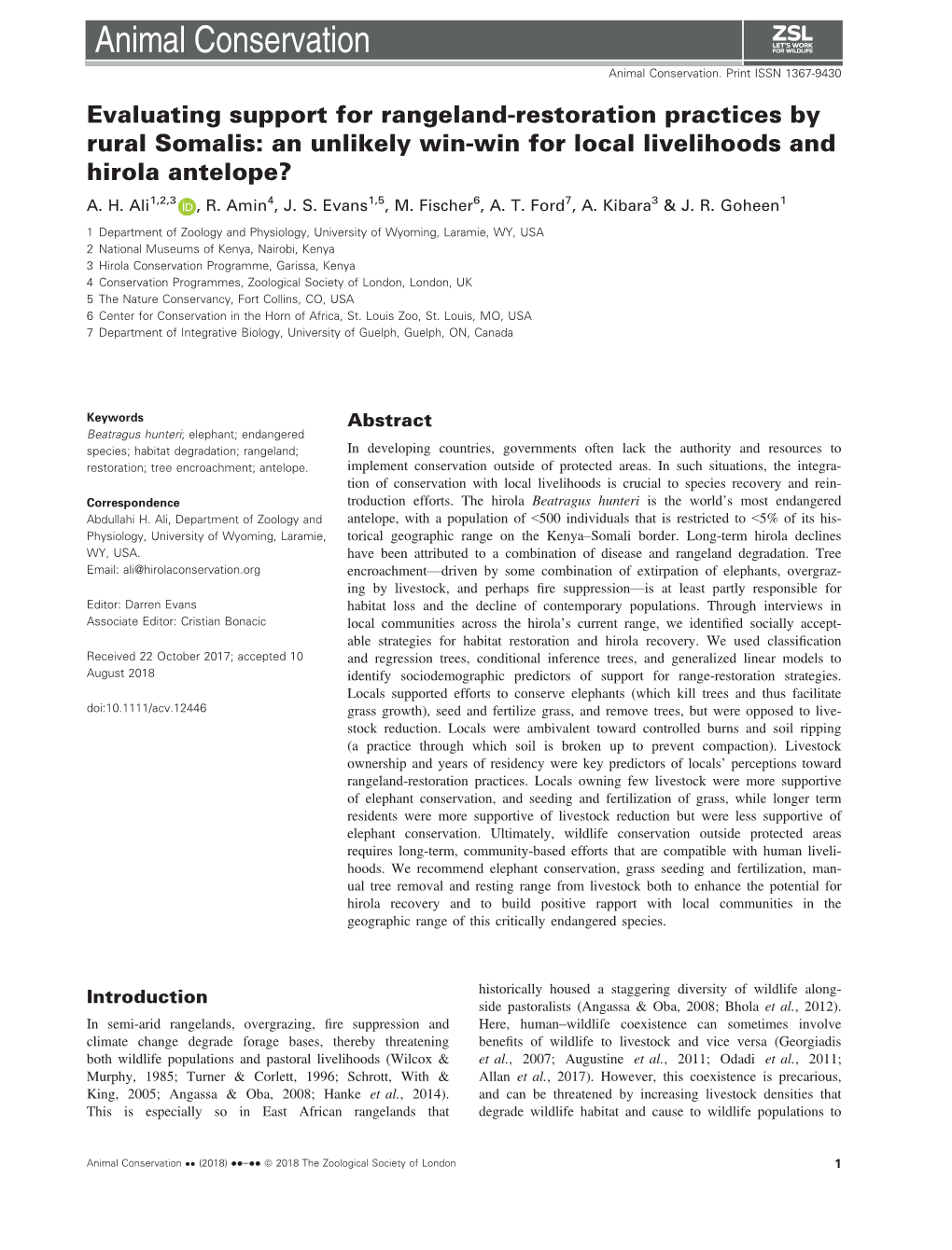 Evaluating Support for Rangeland‐Restoration Practices by Rural Somalis