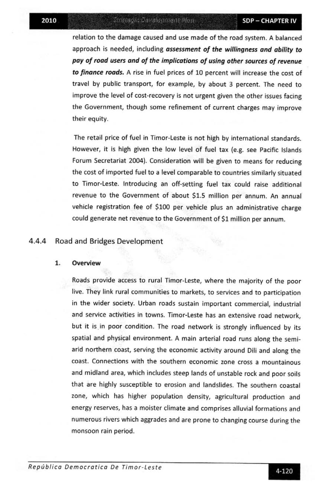 4.4.4 Road and Bridges Development