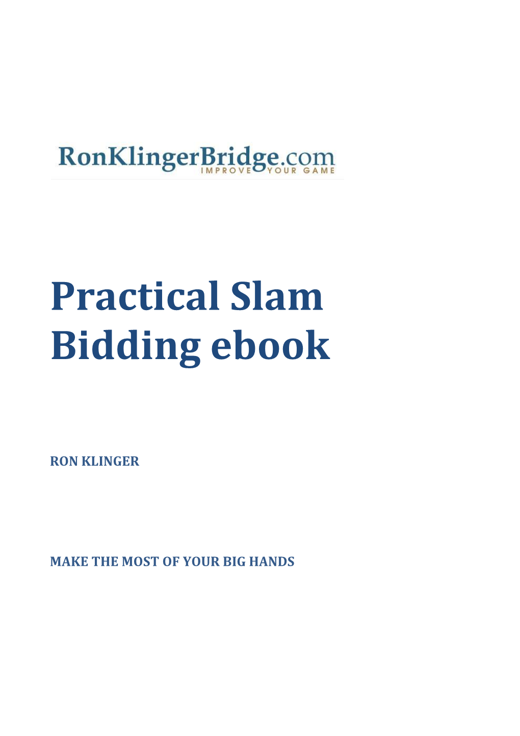 Practical Slam Bidding Ebook