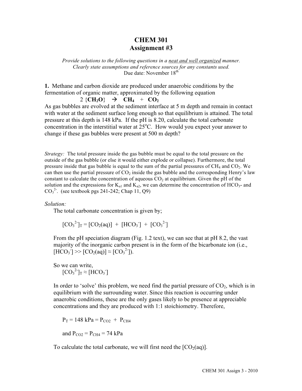 CHEM 301 Assignment #3