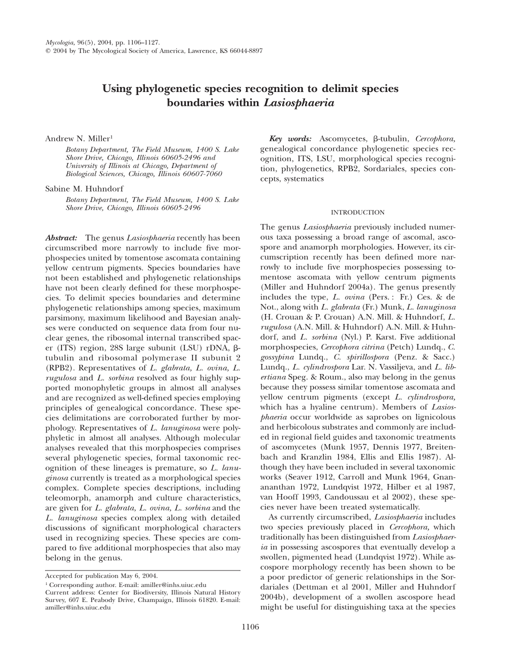 Using Phylogenetic Species Recognition to Delimit Species Boundaries Within Lasiosphaeria