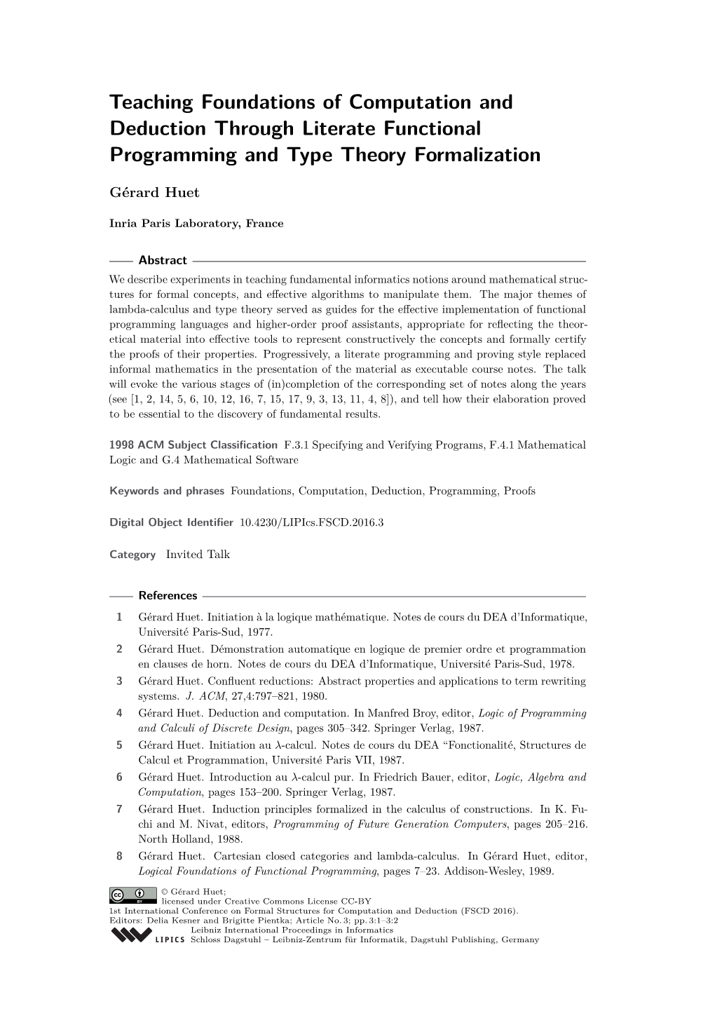 Teaching Foundations of Computation and Deduction Through Literate Functional Programming and Type Theory Formalization