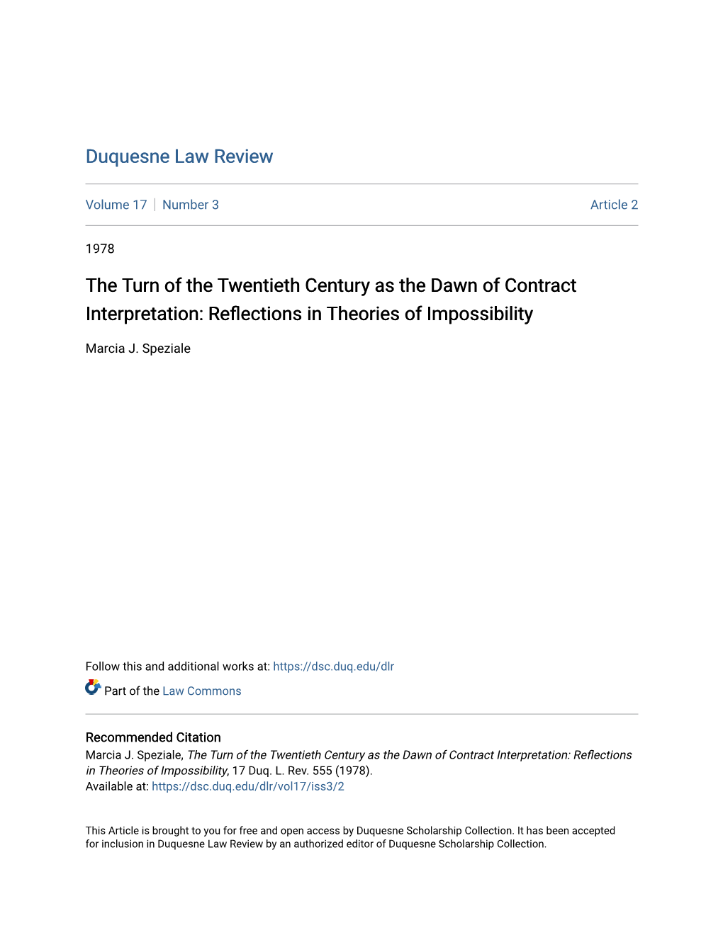 The Turn of the Twentieth Century As the Dawn of Contract Interpretation: Reflections in Theories of Impossibility