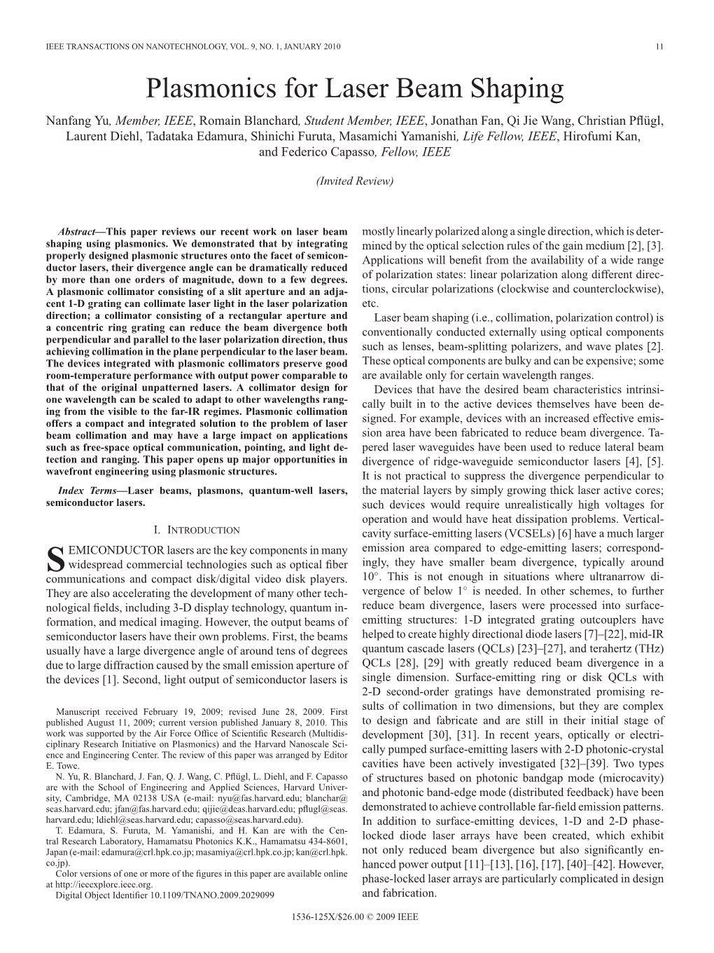 Plasmonics for Laser Beam Shaping