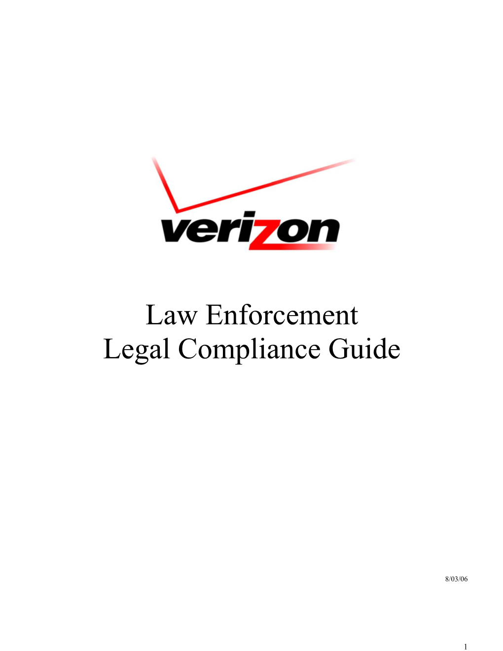 Verizon Subpoena Manual 2006