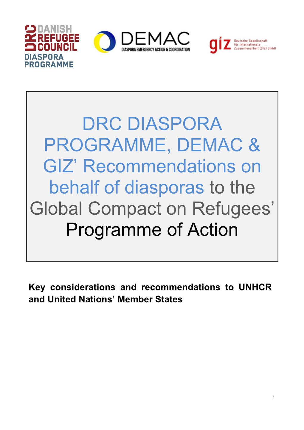 DRC Diaspora Programme, DEMAC and GIZ, As Well As Consultations with Diaspora Communities in Europe for Possible Modalities of Diaspora Engagement