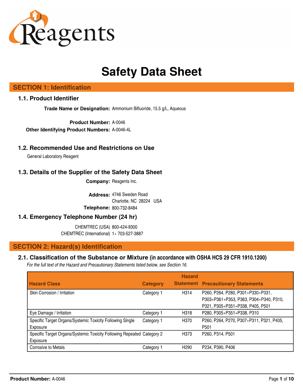 CA004600 SDS.Pdf