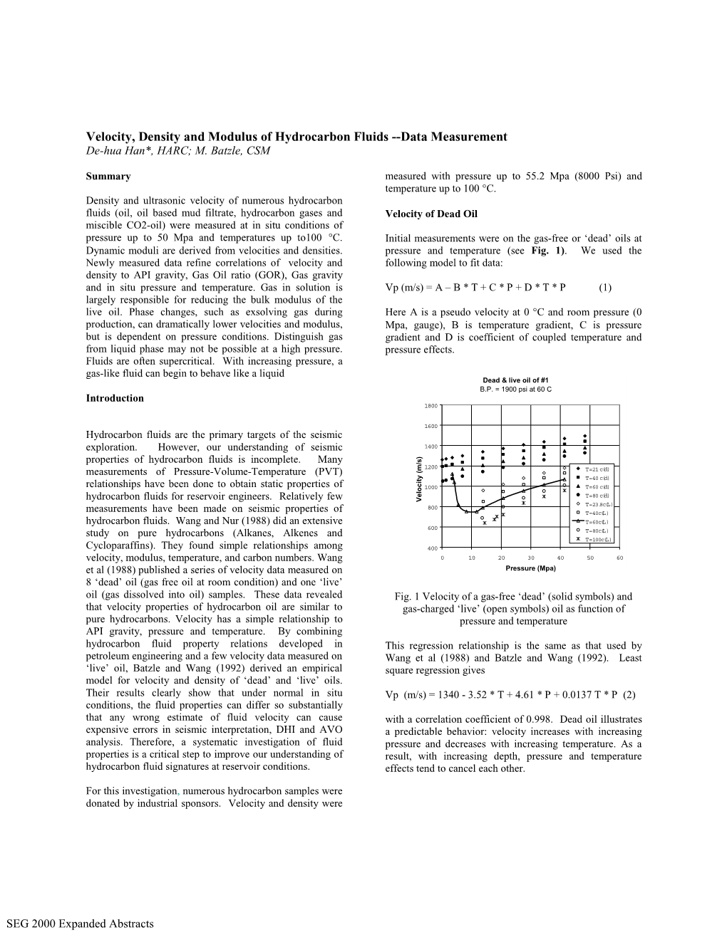 Velocity, Density, Modulus of Hydrocarbon Fluids