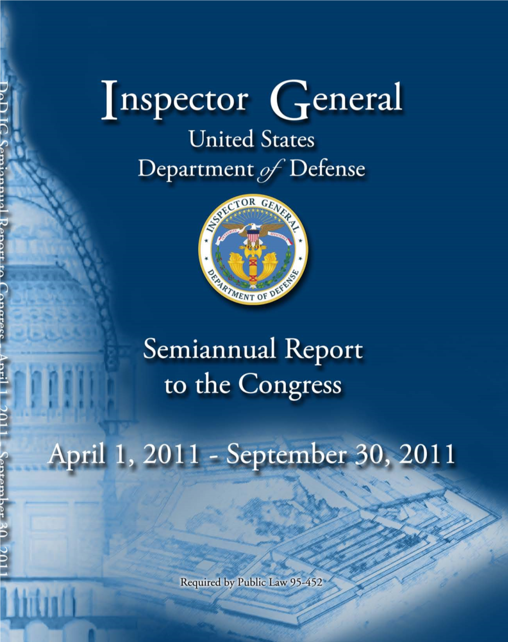 Dod OIG Semiannual Report to the Congress April 1, 20Qq Through September 30, 2011