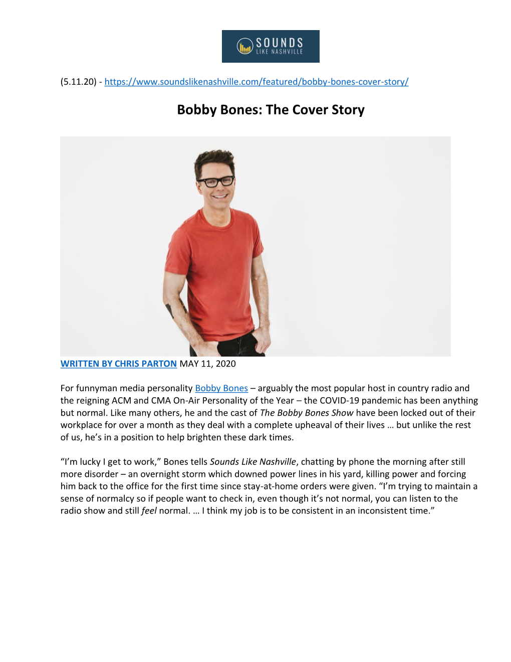 Bobby Bones: the Cover Story