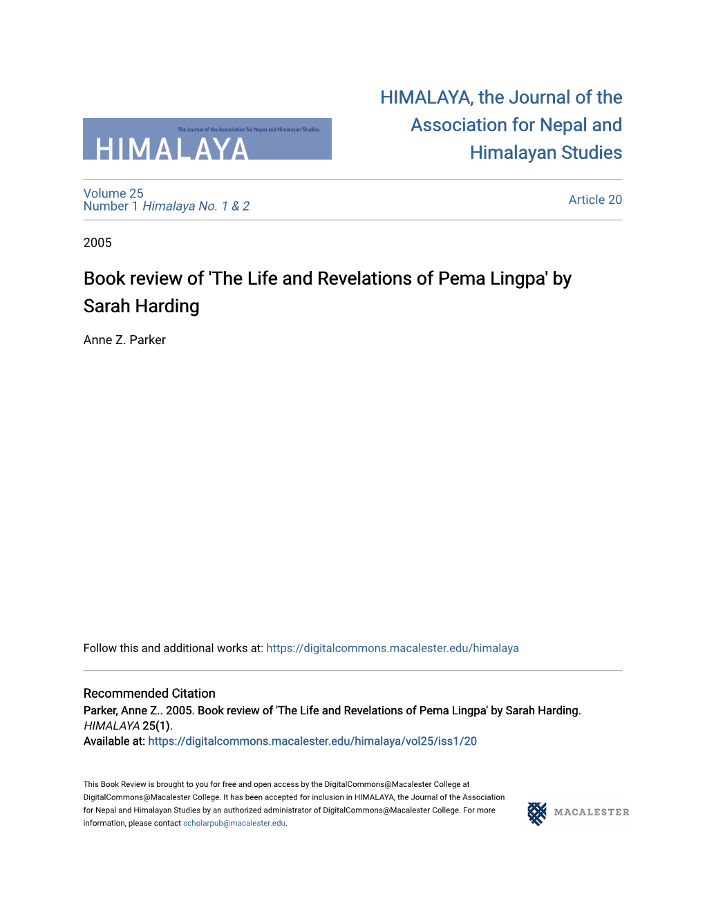 'The Life and Revelations of Pema Lingpa' by Sarah Harding