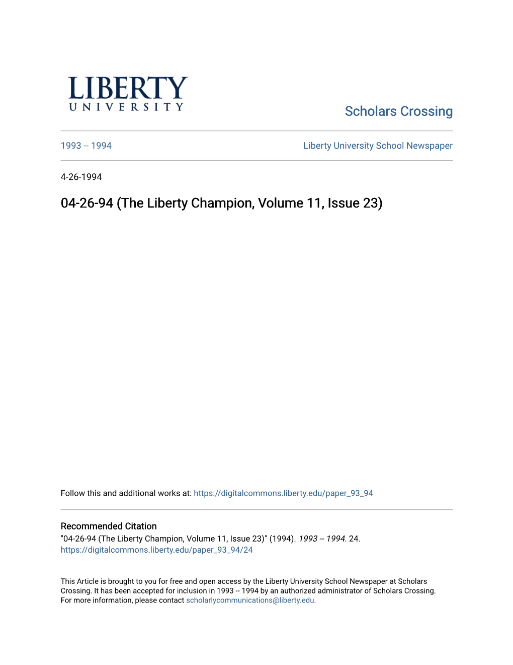 The Liberty Champion, Volume 11, Issue 23)