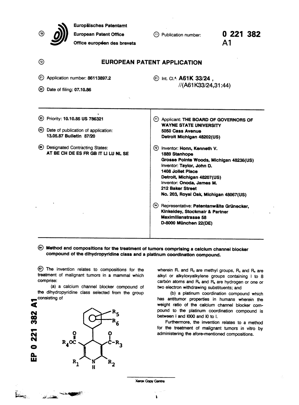 Method and Compositions for the Treatment of Tumors Comprising a Calcium Channel Blocker Compound of the Dlhydropyridlne Class and a Platinum Coordination Compound