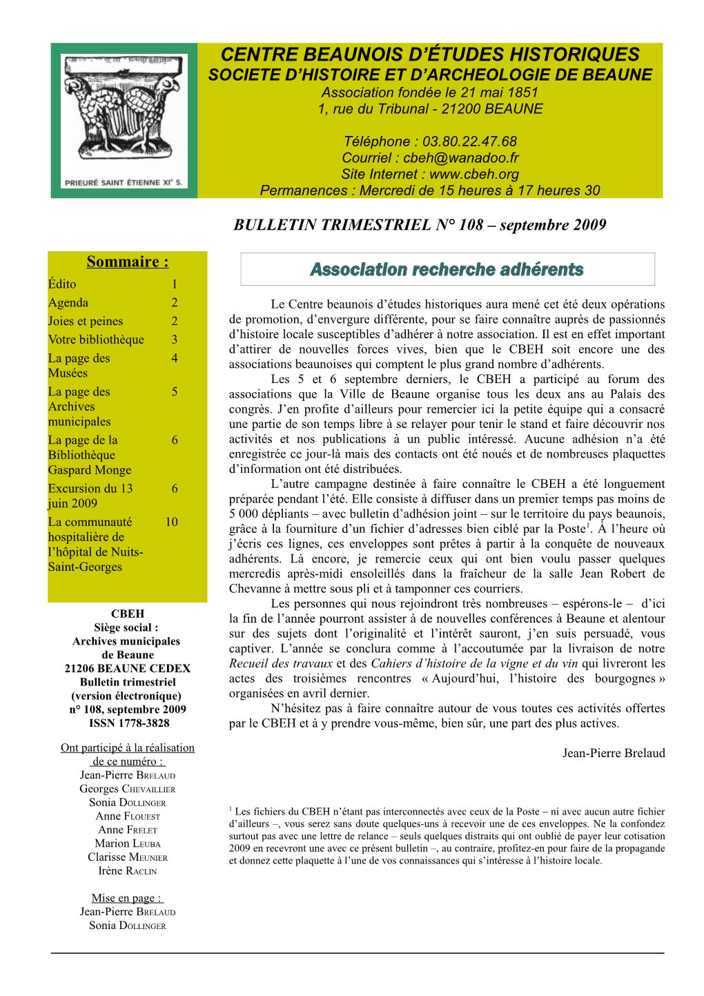 N° 108, Septembre 2009