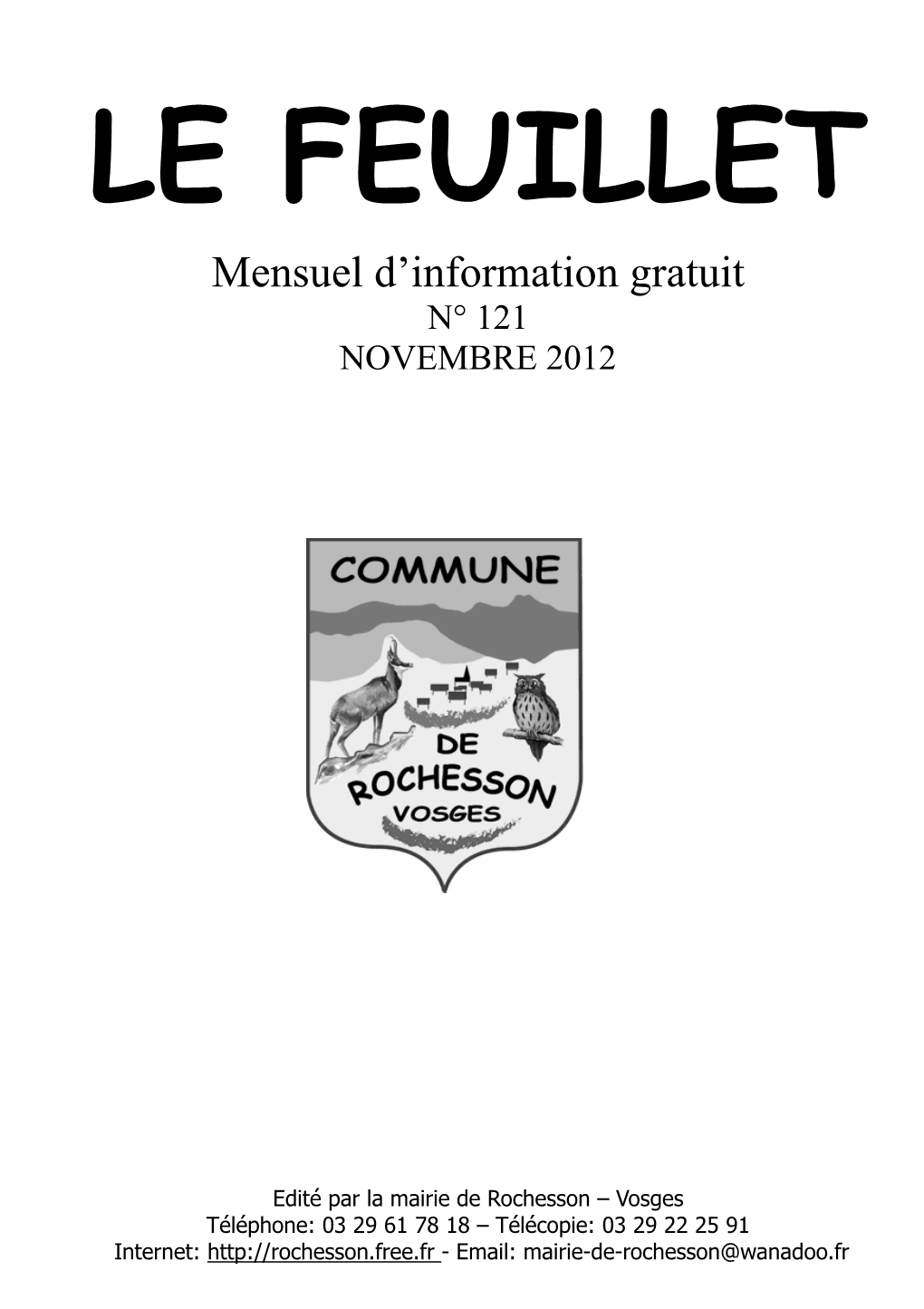 LE FEUILLET Mensuel D’Information Gratuit N° 121 NOVEMBRE 2012