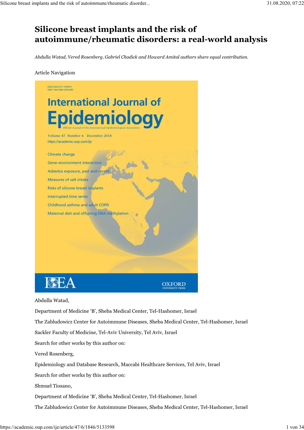 Silicone Breast Implants and the Risk of Autoimmune/Rheumatic Disorders: a Real-World Analysis