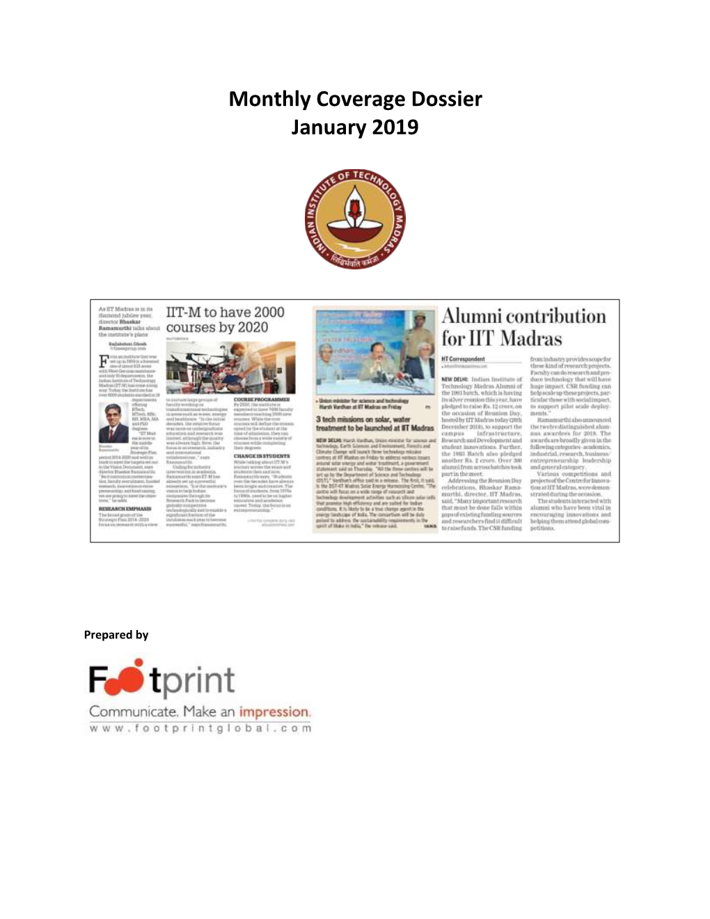 Monthly Coverage Dossier January 2019
