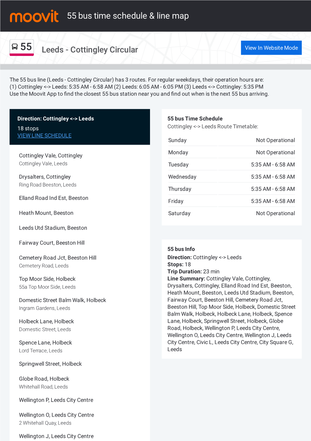 55 Bus Time Schedule & Line Route