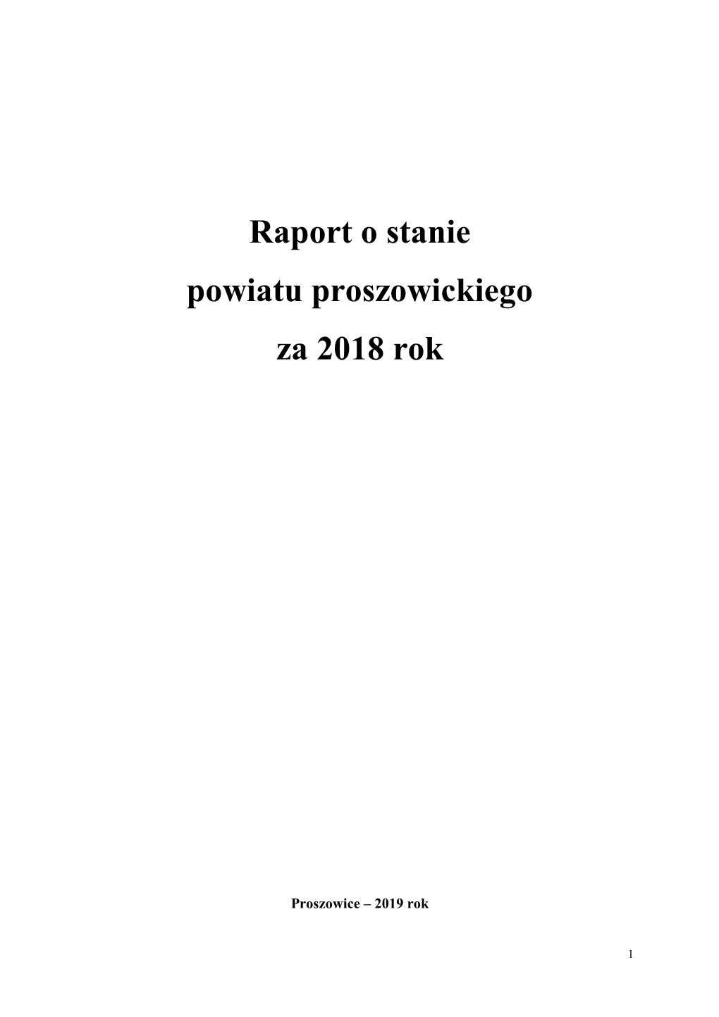 Raport O Stanie Powiatu Proszowickiego Za 2018 Rok