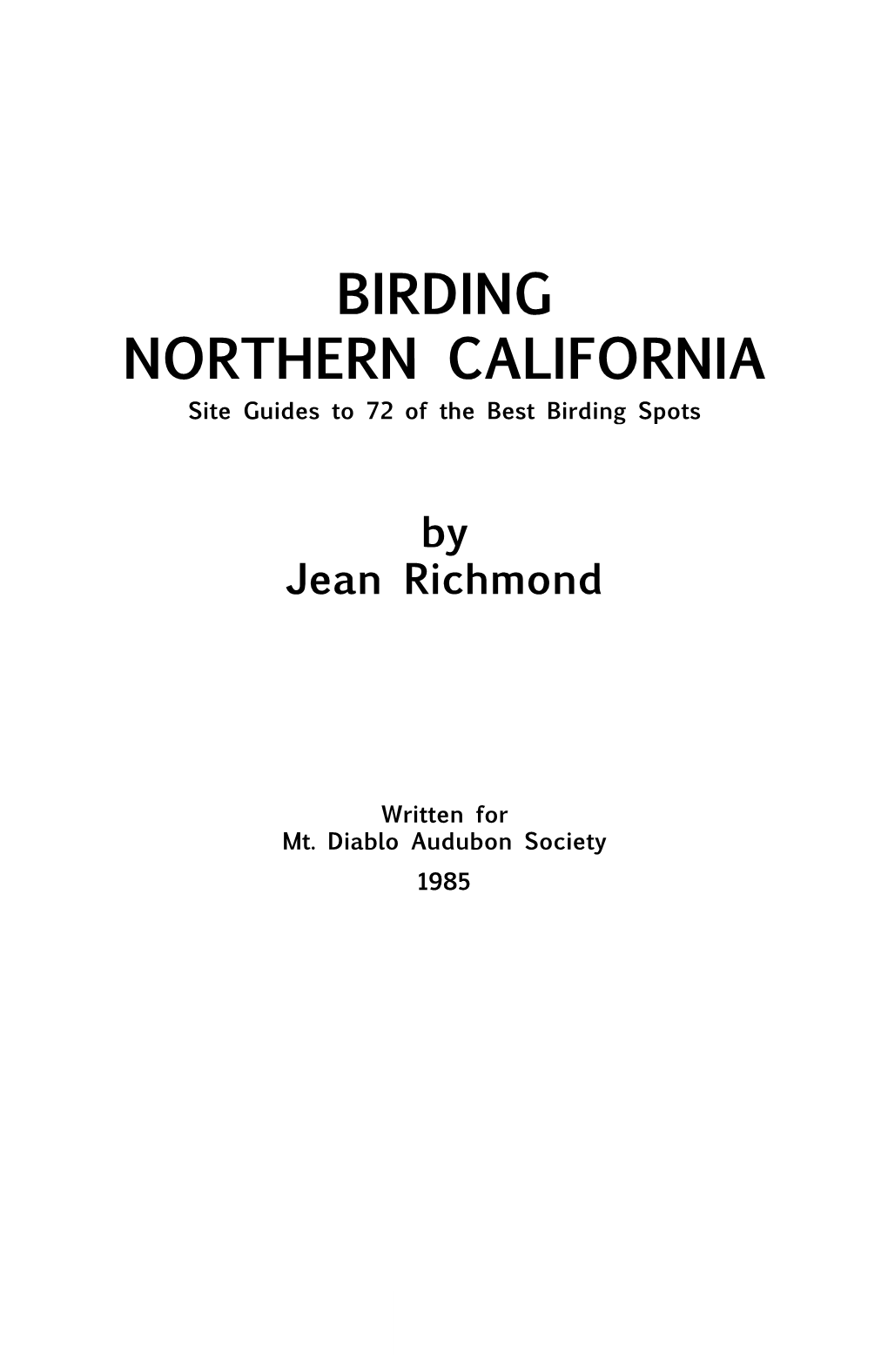 Birding Northern California by Jean Richmond