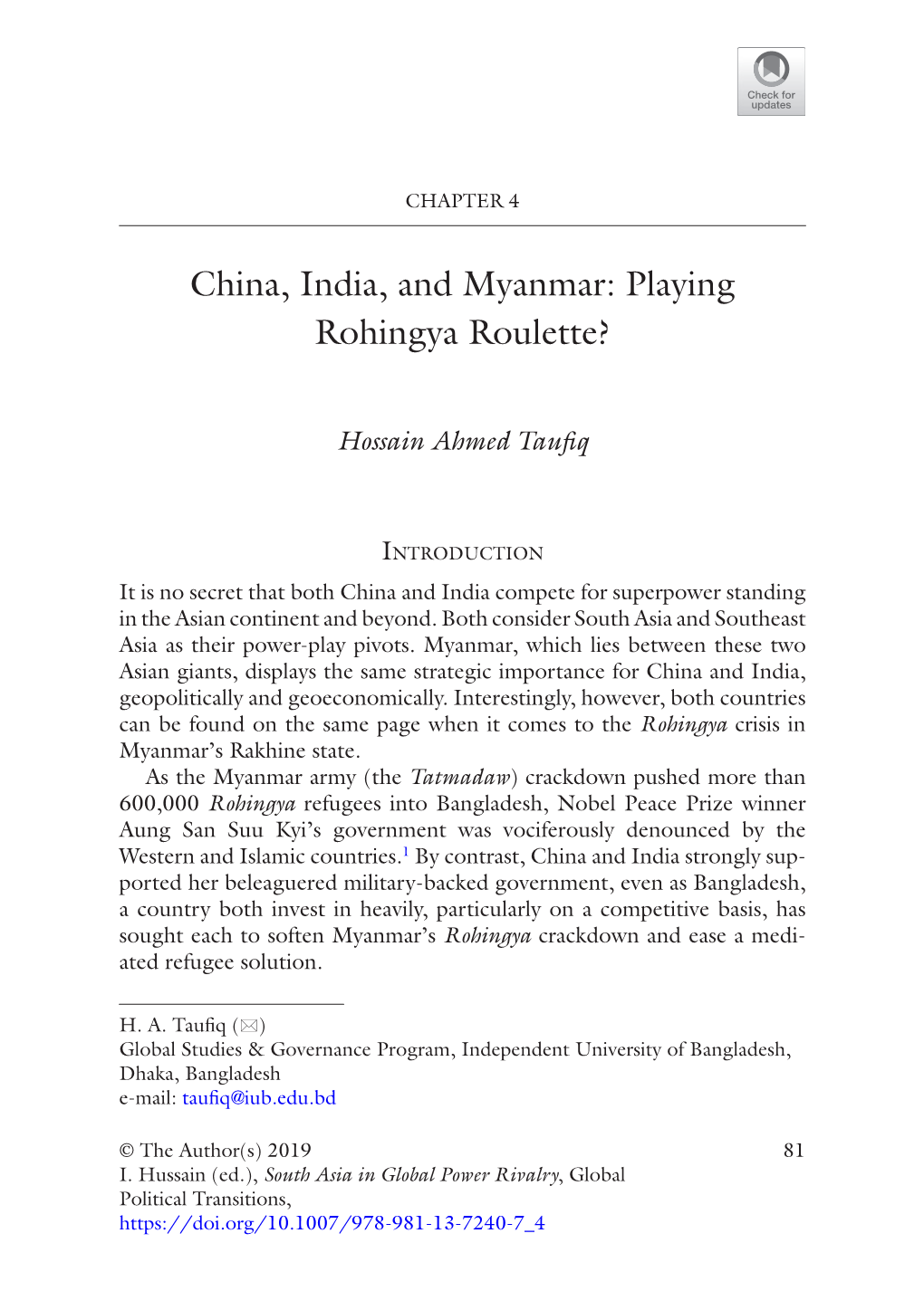 China, India, and Myanmar: Playing Rohingya Roulette?