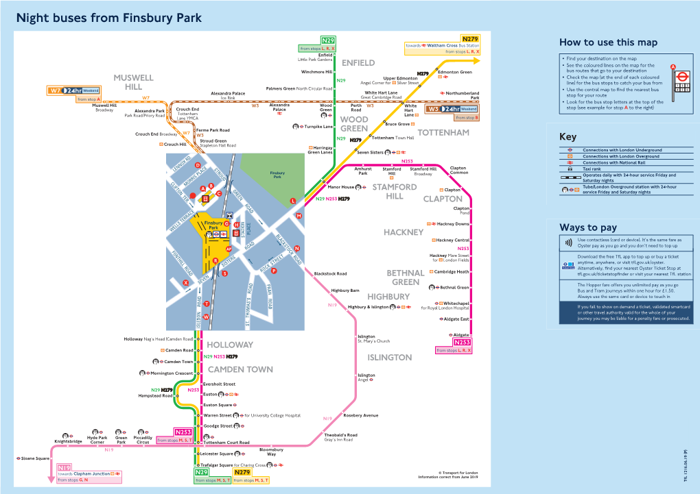 Night Buses from Finsbury Park