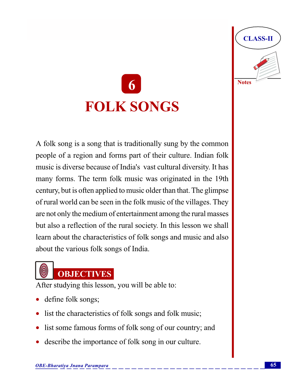 Folk Songs CLASS-II