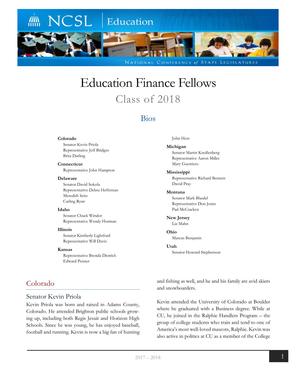 Education Finance Fellows Class of 2018