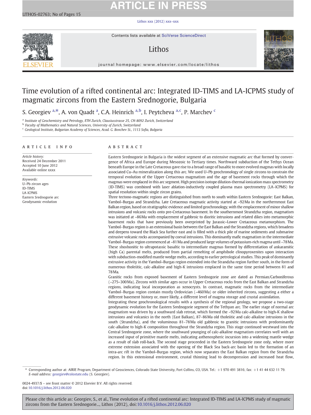 Time Evolution of a Rifted Continental Arc: Integrated ID-TIMS and LA-ICPMS Study of Magmatic Zircons from the Eastern Srednogorie, Bulgaria